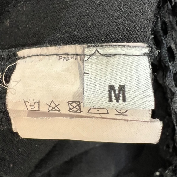 Toy G Italy black knit mesh peplum fitted 3/4 length sleeve top M - Picture 11 of 12